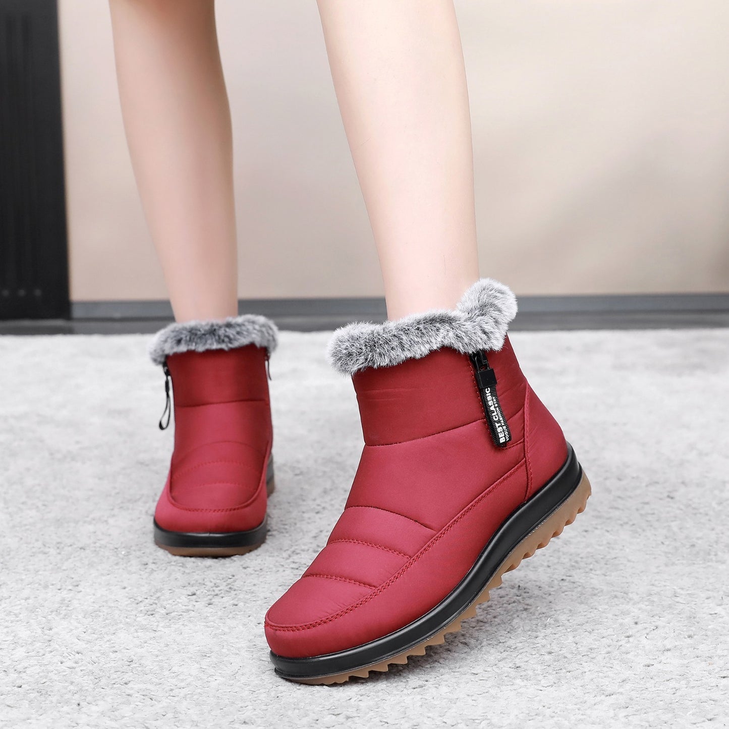 Bottes Chaudes et Tendance Femme - Peluche, Zip et Doublure Polaire