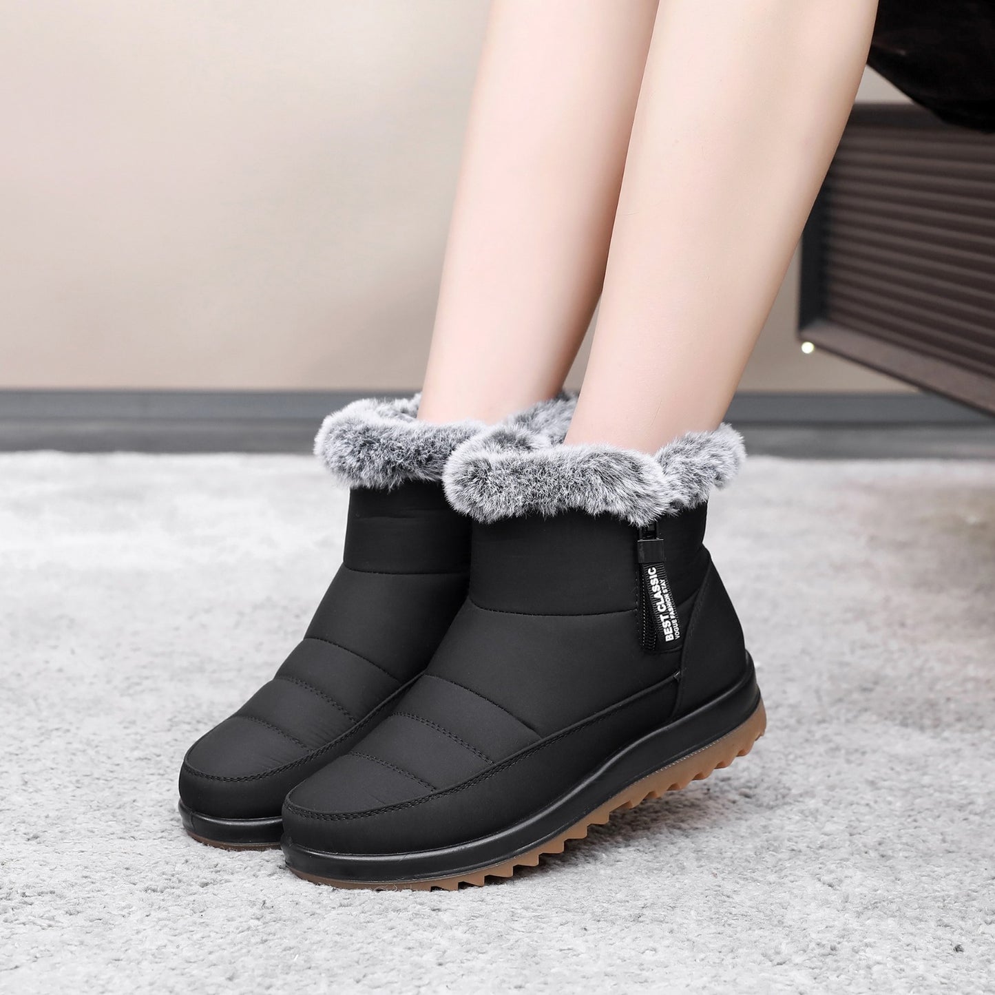 Bottes Chaudes et Tendance Femme - Peluche, Zip et Doublure Polaire