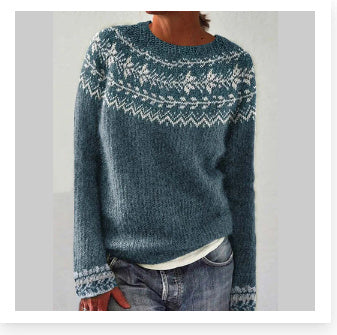 Women's Round Neck Multicolor Sweater